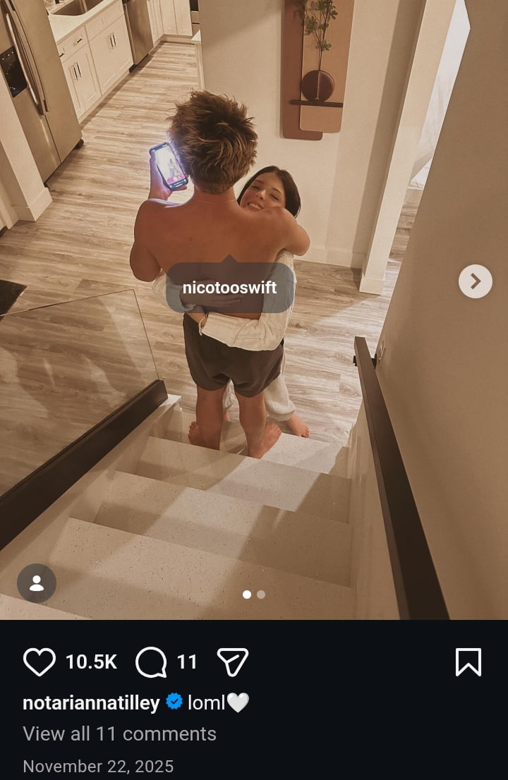 Image - Cora Tilley, is pictured with her boyfriend and soon-to-be husband, NicoTooSwift, back in November 2025.