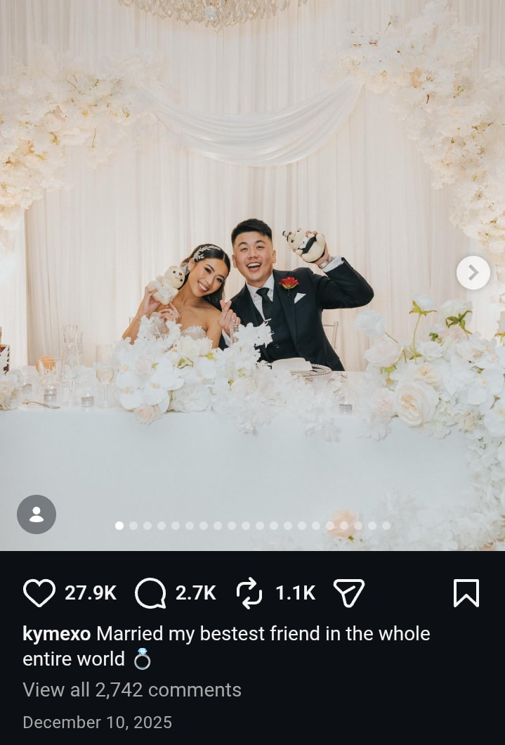 Image - Vindooly, is pictured with his long-term girlfriend & now-wife, Kymm, on their wedding day, back on December 10, 2025.