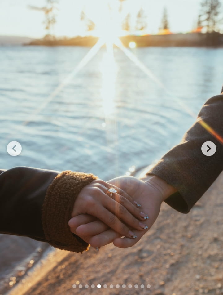 Image - A close-up view of Liv Swearingen's engagement ring as her soon-to-be husband, Jake McGrew, proposes to her to marry him, back on April 14, 2026.