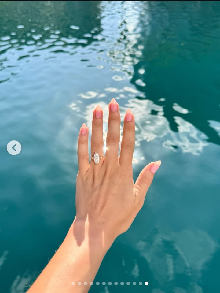 Image - Liv Swearingen, is pictured flexing her engagement ring, following her engagement, back on April 14, 2026.