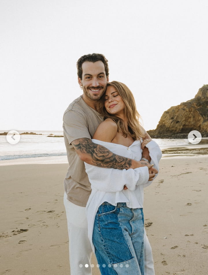 Image - Jake McGrew, is pictured with his girlfriend and soon-to-be wife, Liv Swearingen, for their 2nd-year together, back in September 2025.