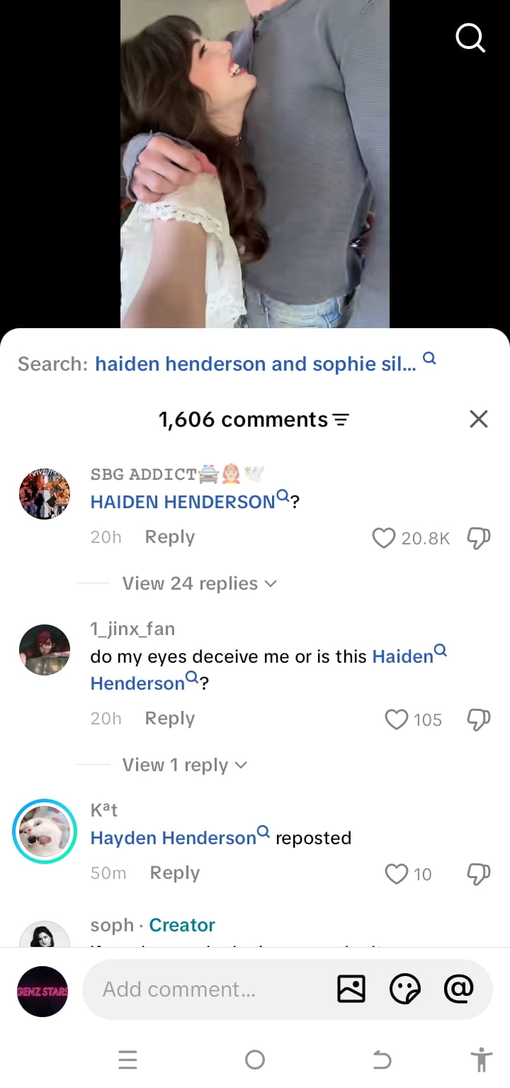 Image - A screenshot comment of fans betting Sophie Silva new boyfriend is pop singer, Haiden Henderson.