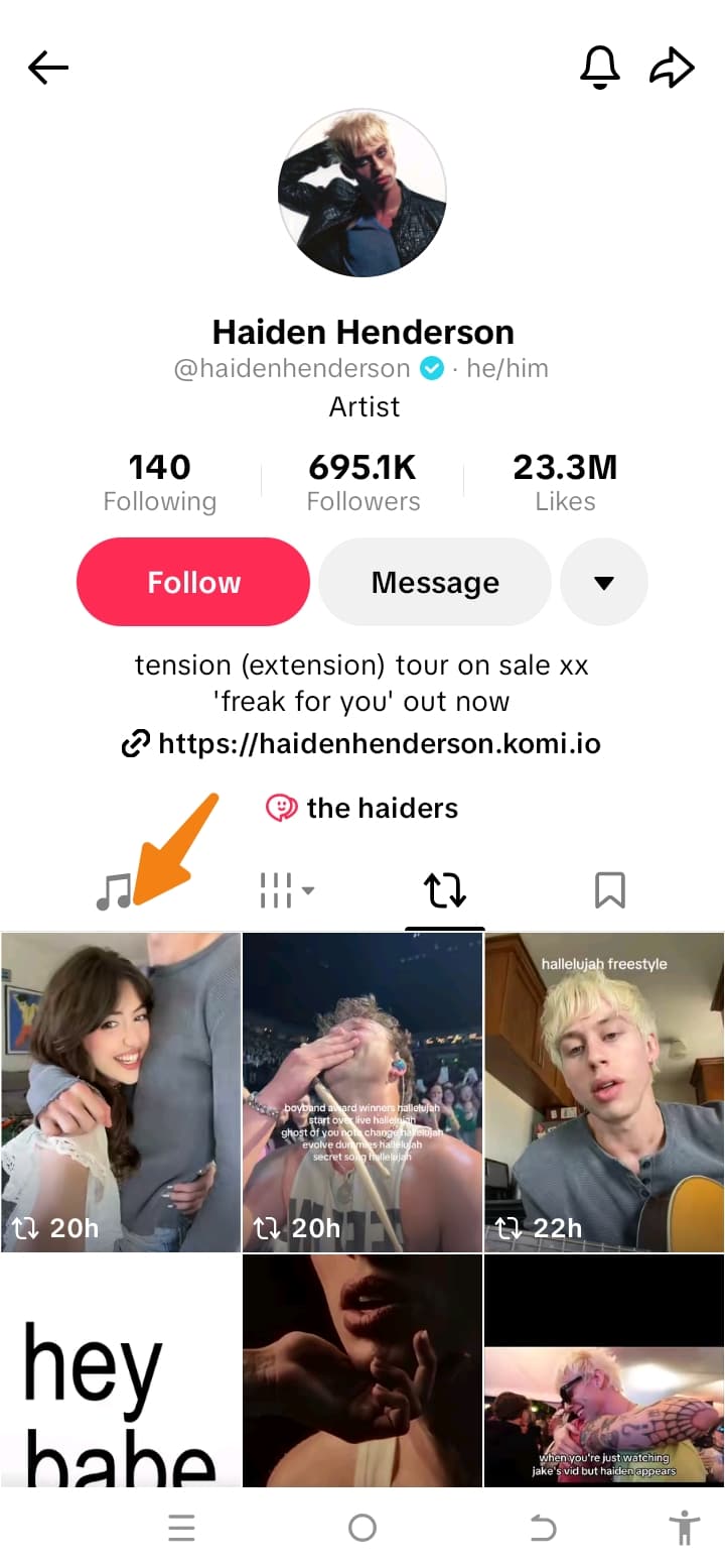 Image - A screenshot showing Haiden Henderson reposted Sophie Silva soft-launch TikTok.