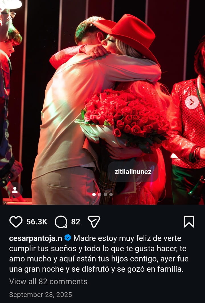 Image - Cesar Pantoja, is pictured with his mother, Zitliali Nuñez, back in September 2025.