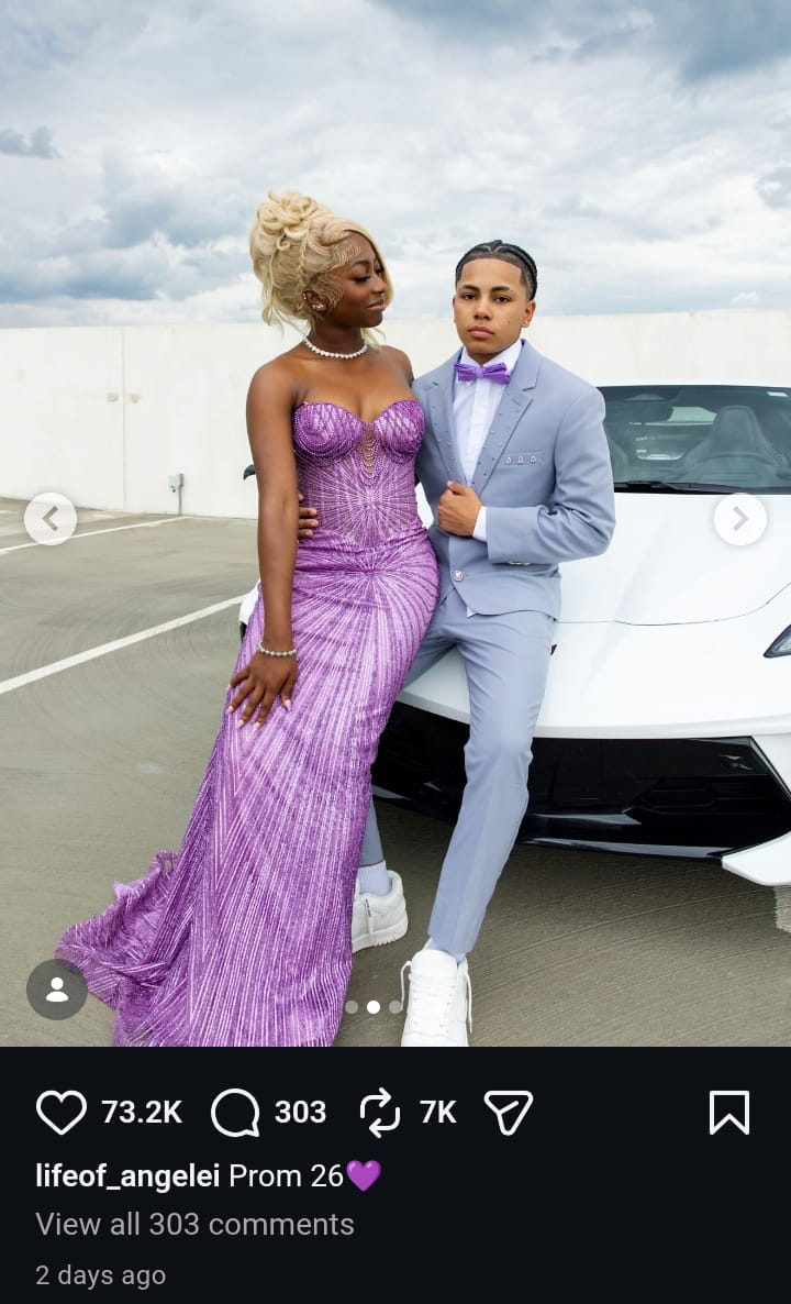 Image - Lei Lei (Lifeof_Angelei) is pictured with her current boyfriend, Ri (@rihannaw5) for senior prom, back in late April 2026.
