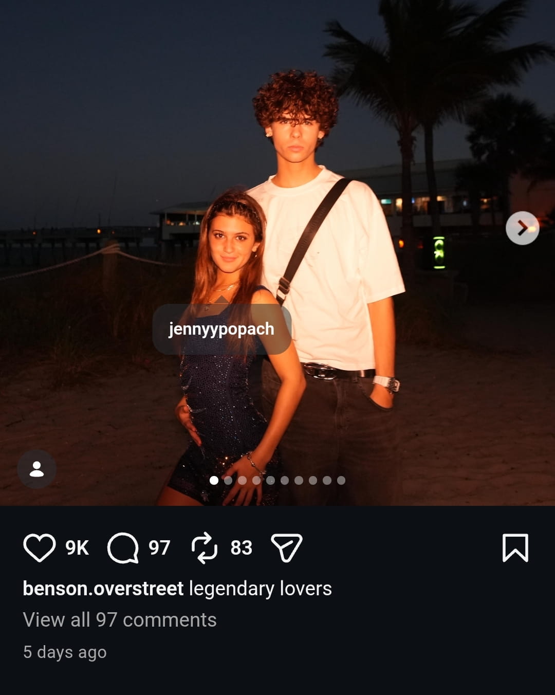 Image - Benson Overstreet, is pictured with his new girlfriend, Jenny Popach, back in May 2026.